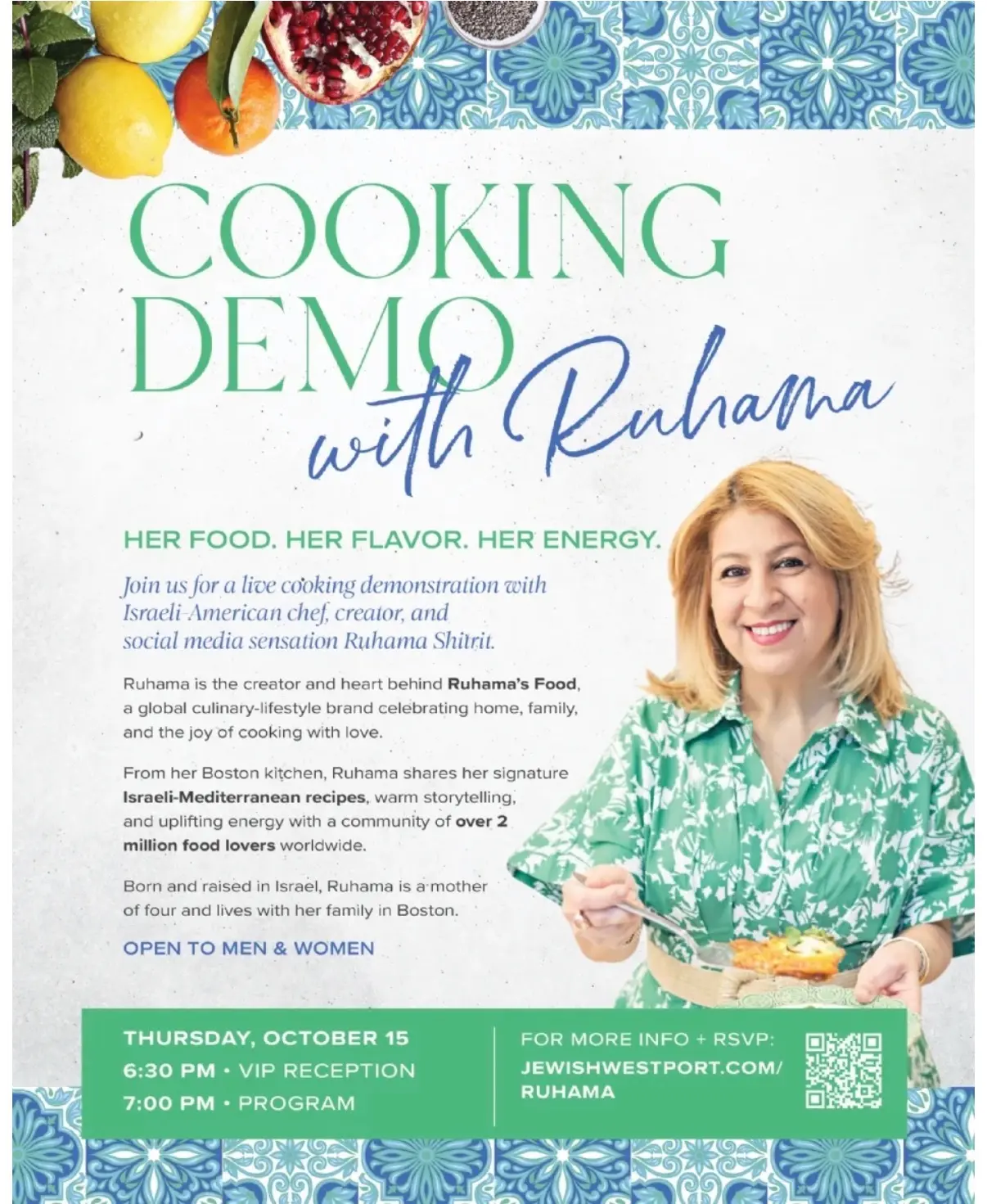 Cooking Demo with Ruhama flyer