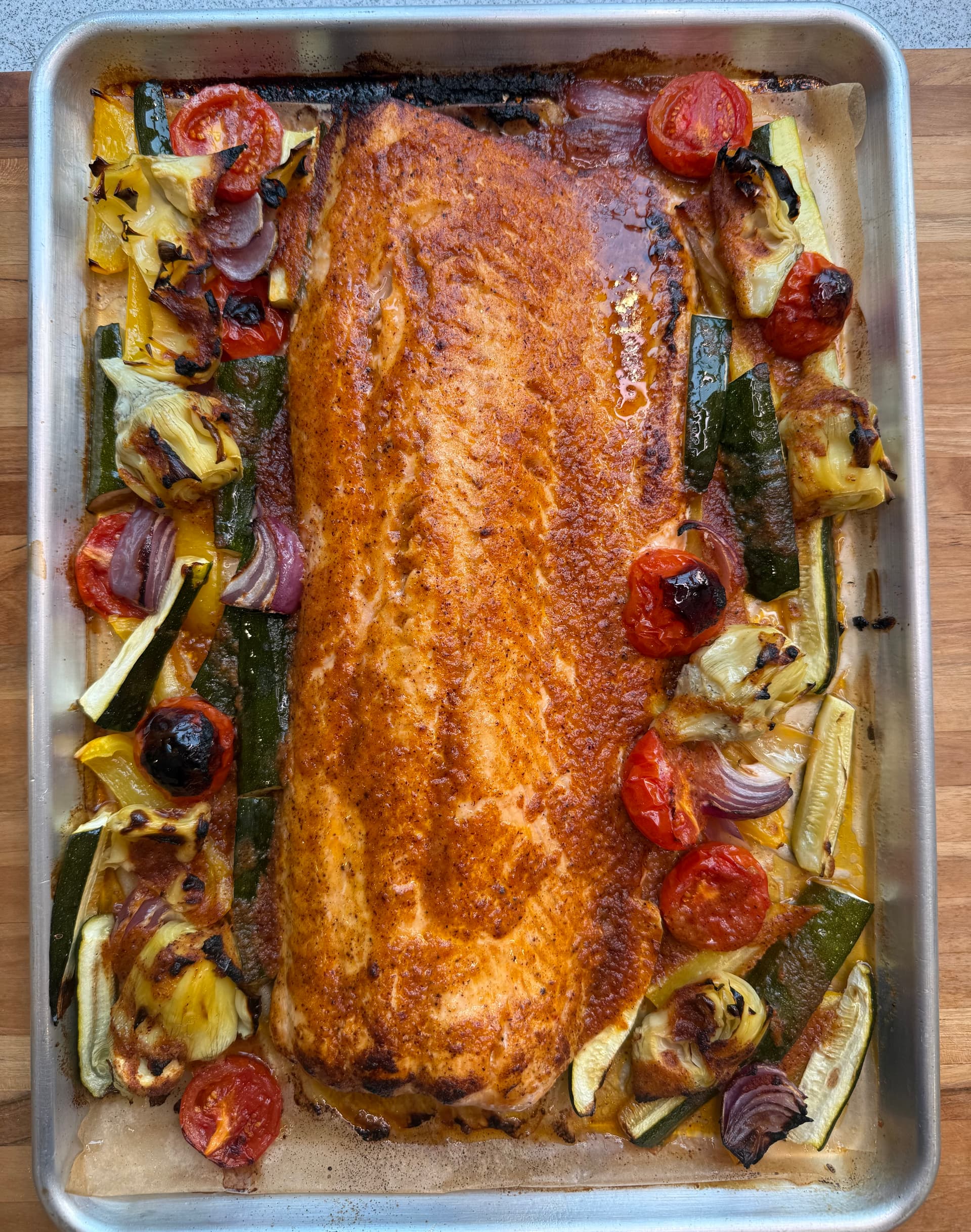 Festive One Pan Salmon and Veggies